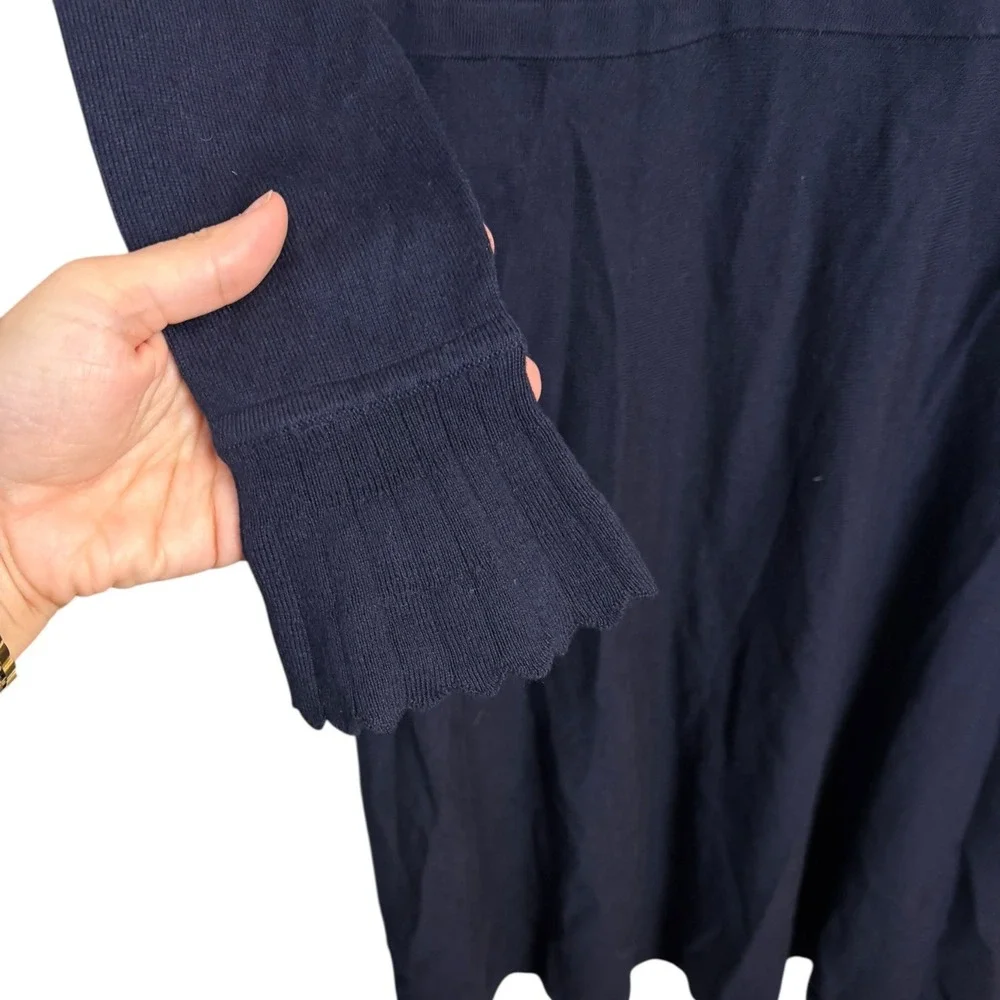 Boden Abercorn Navy Blue Collar Knit Sweater Dress Ruffle Cuffs NWT Wool Blend12 - Picture 6 of 13